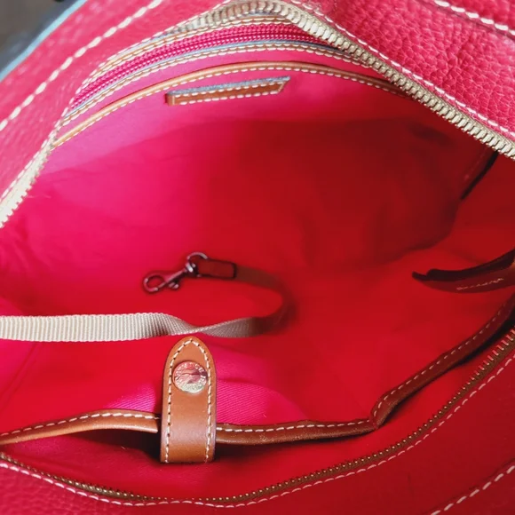 Dooney & Bourke Small Lexington Red Pebble Grain Leather Tote Bag Purse